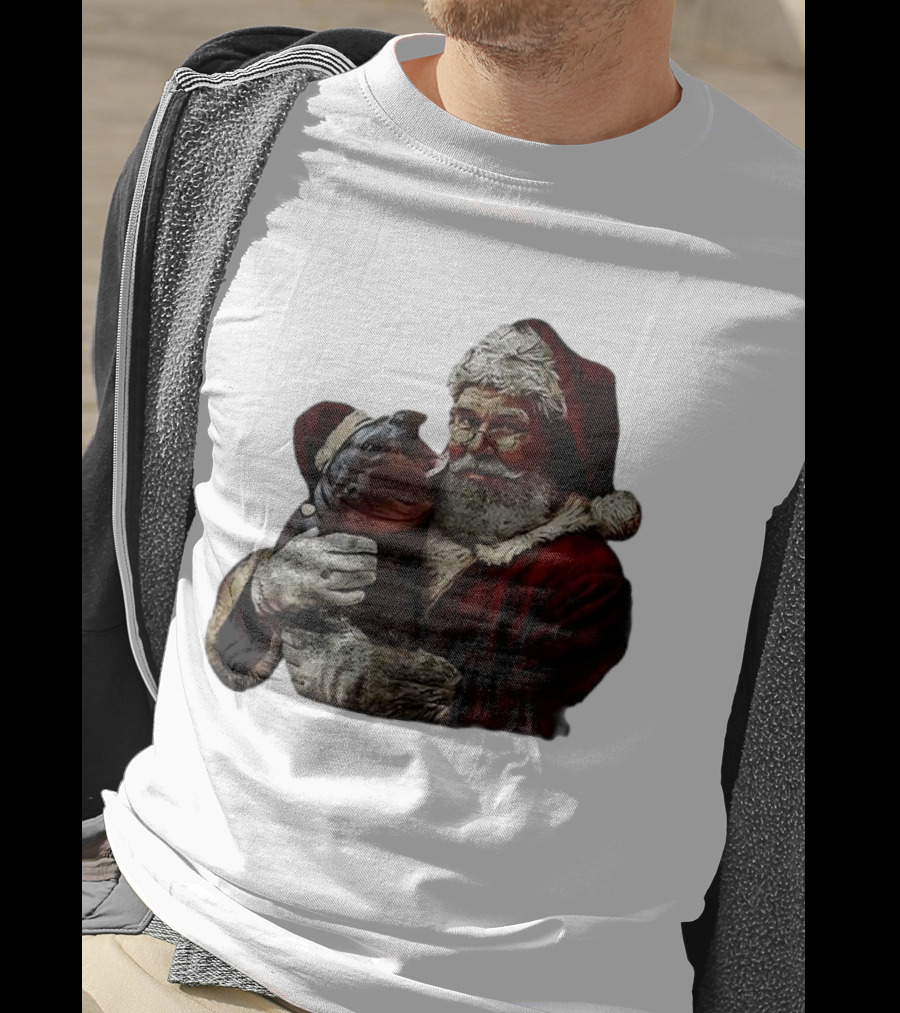 Moo Deng Xmas Funny Christmas Santa Hug Cute Baby Hippo Santa Claus Holiday T-Shirt