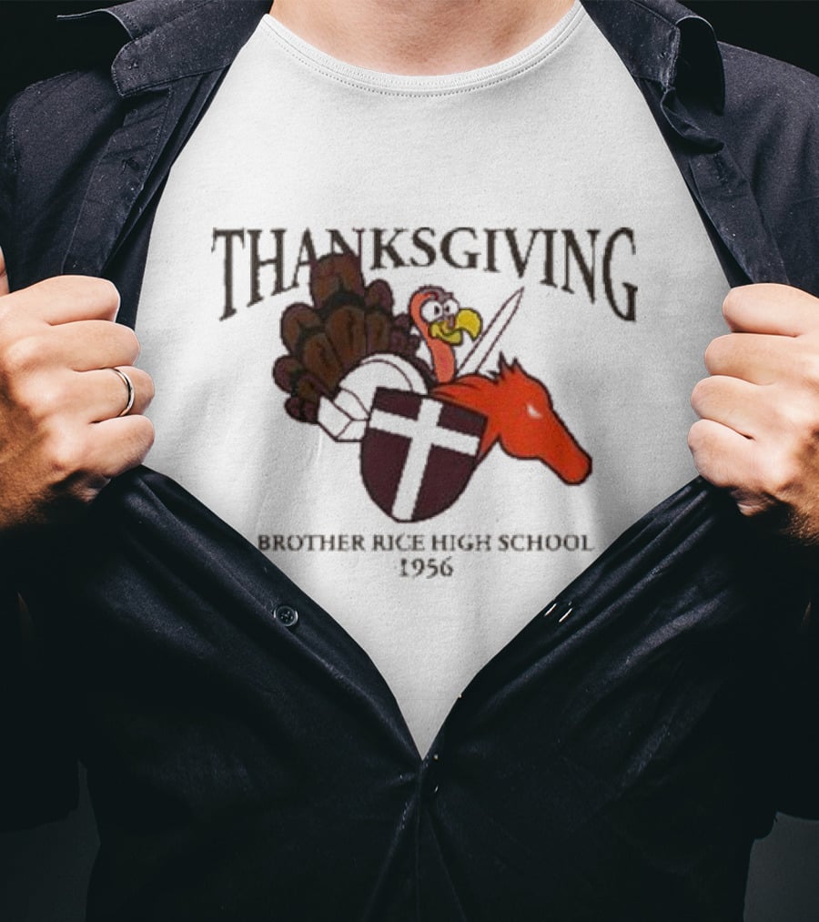 Thanksgiving Brother Rice High School 1956 Turkey Horse Emblem T-Shirt