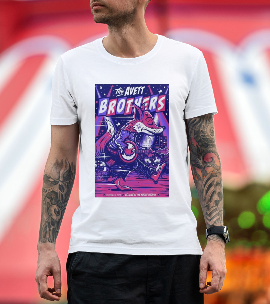 The Avett Brothers October 13 2024 ACL Live Moody Theater Austin TX Fox Playing Banjo T-Shirt