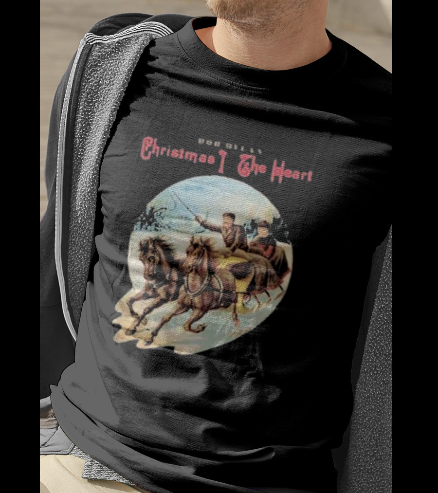 Bob Dylan Christmas In The Heart Horse Sleigh Ride Snow Scene T-Shirt