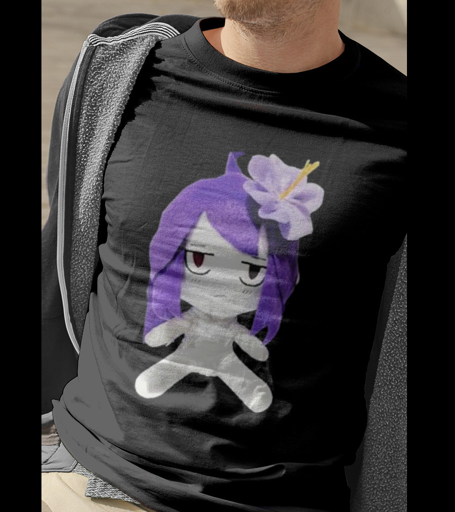 Cynthoni Jvmo Down Right Anime Plush Doll With Purple Hair And Flower T-Shirt