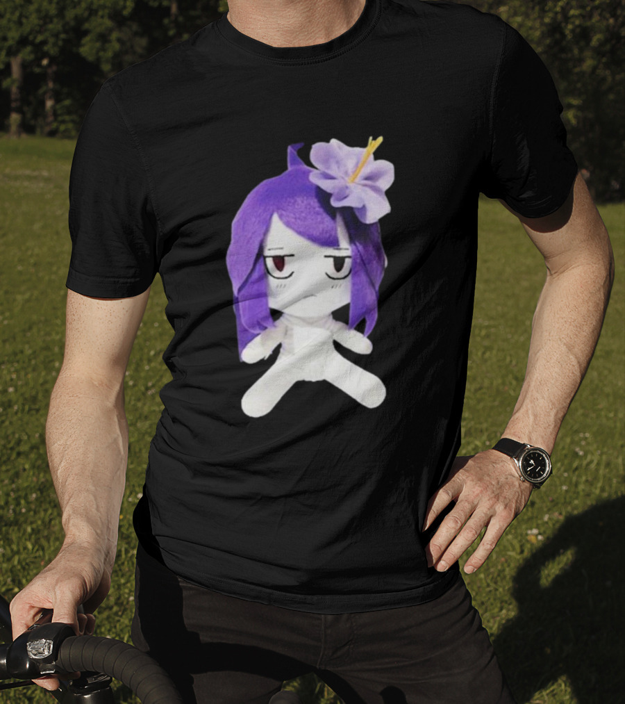 Cynthoni Jvmo Down Right Anime Plush Doll With Purple Hair And Flower T-Shirt