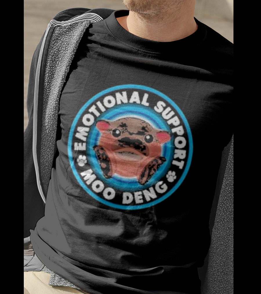 Emotional Support Moo Deng Hippo Badge T-Shirt