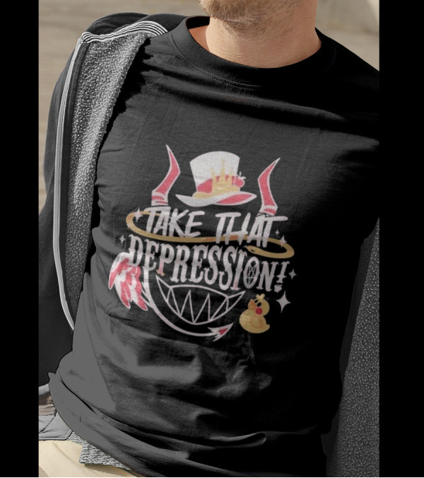 Hazbin Hotel Lucifer Take That Depression Winged Hat Halo Duck T-Shirt