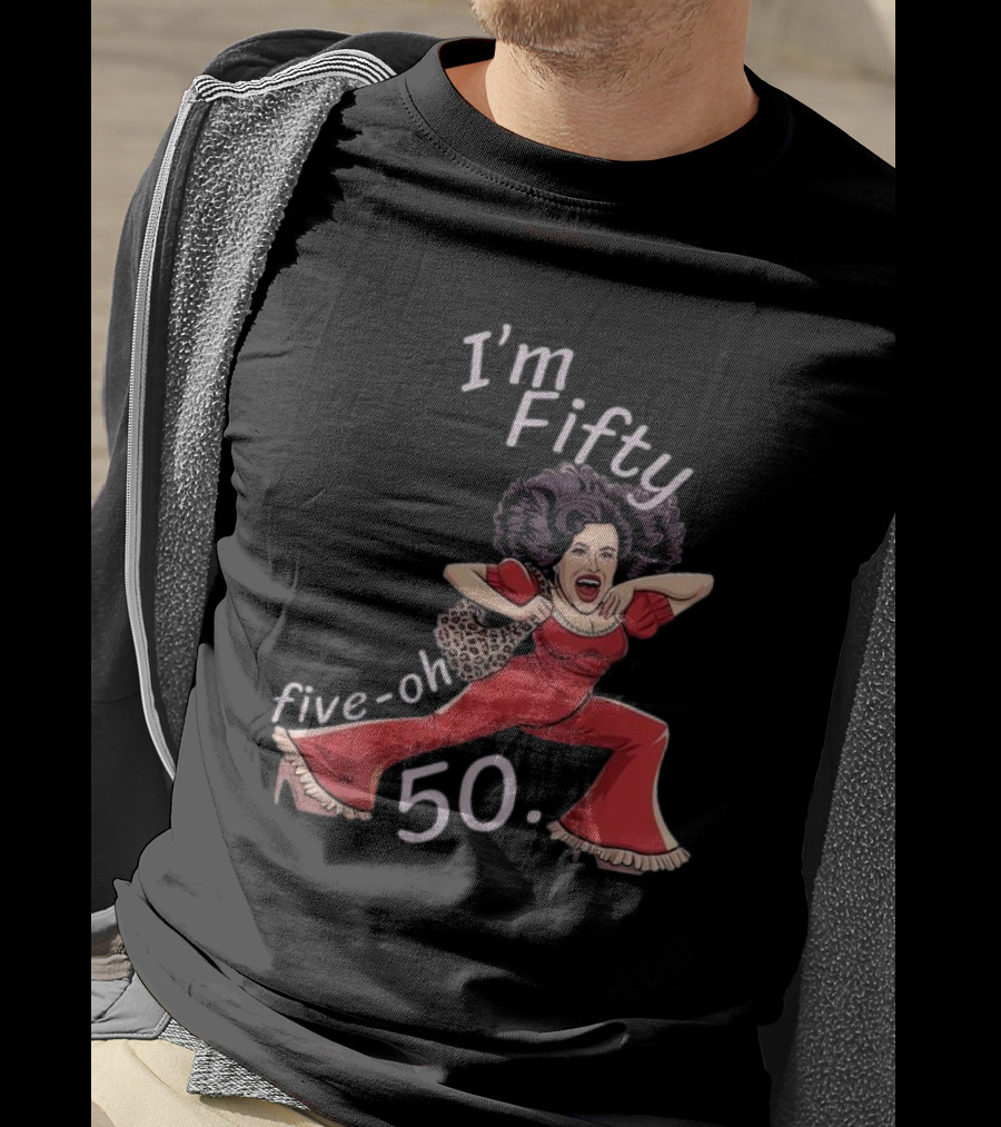 I’m Fifty Five-Oh 50 Leopard Bag Red Outfit Birthday O'Malley Lady T-Shirt