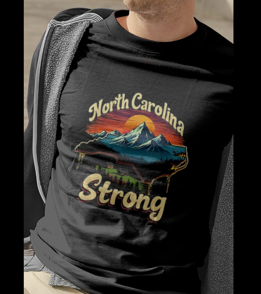North Carolina Strong Mountain Landscape Support For Carolina T-Shirt