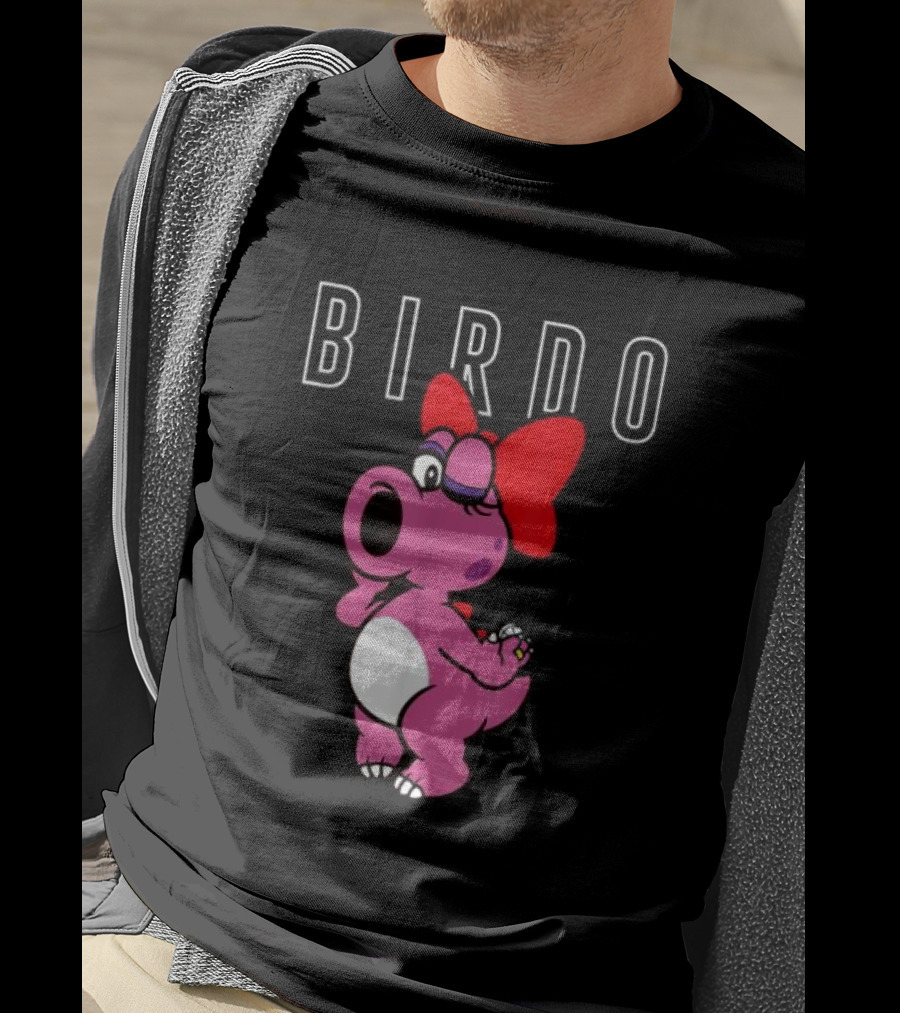 Super Mario Bros Birdo Pink Character With Bow Icon Text T-Shirt