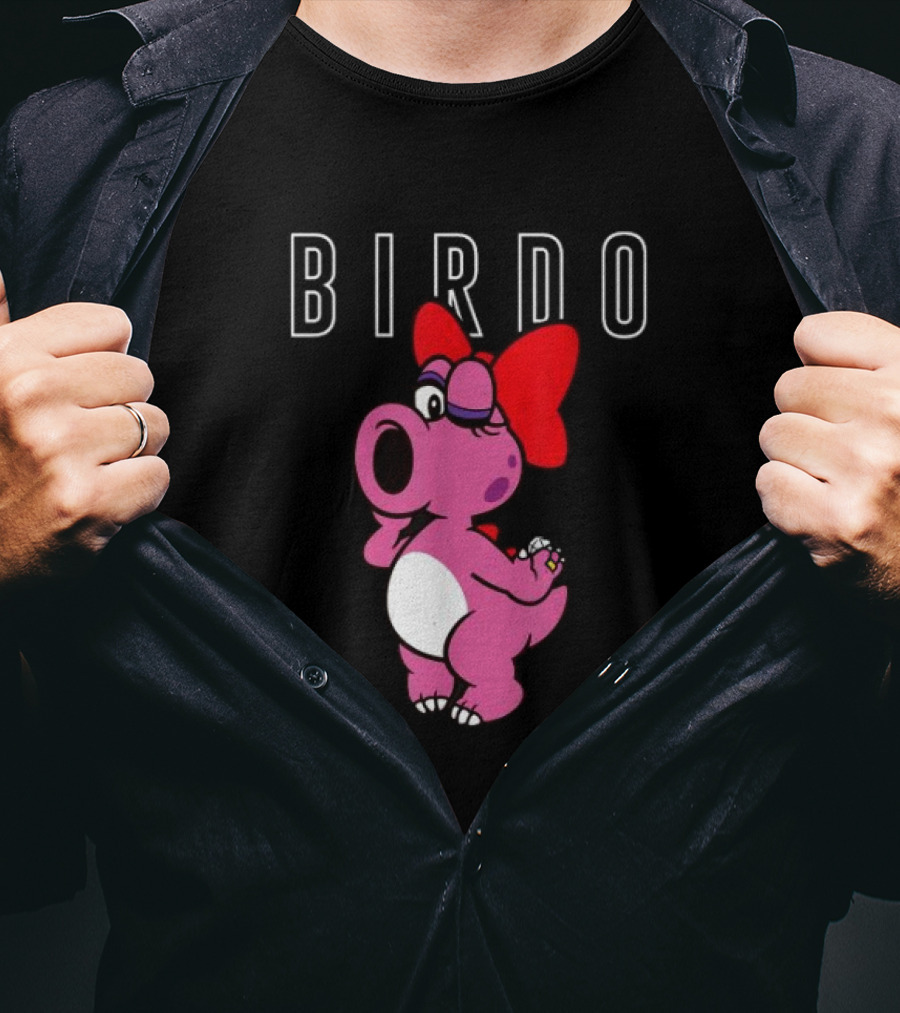 Super Mario Bros Birdo Pink Character With Bow Icon Text T-Shirt