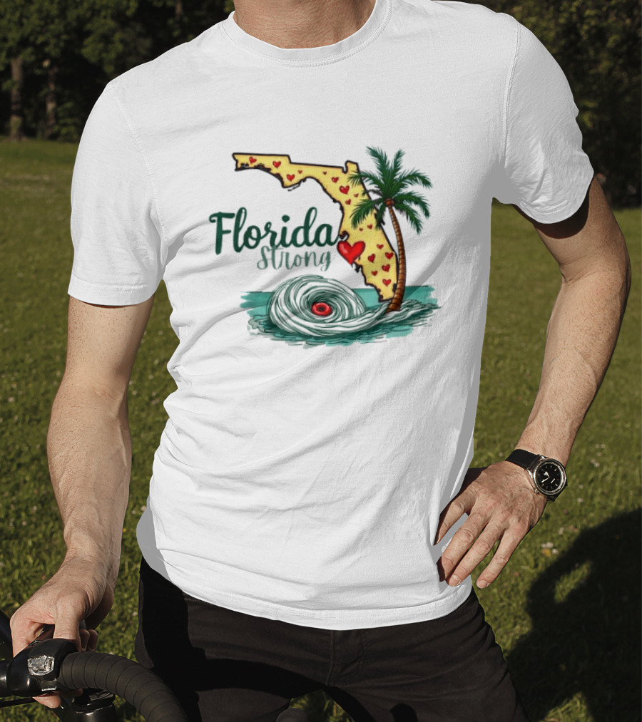 Pray For Tampa Bay Florida Strong Palm Tree Heart Map Hurricane T-Shirt