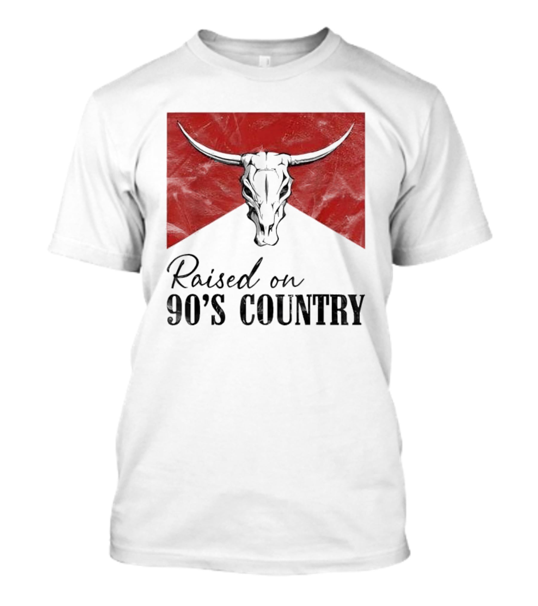 Raised On 90’s Country Western Bull Skull T-Shirt