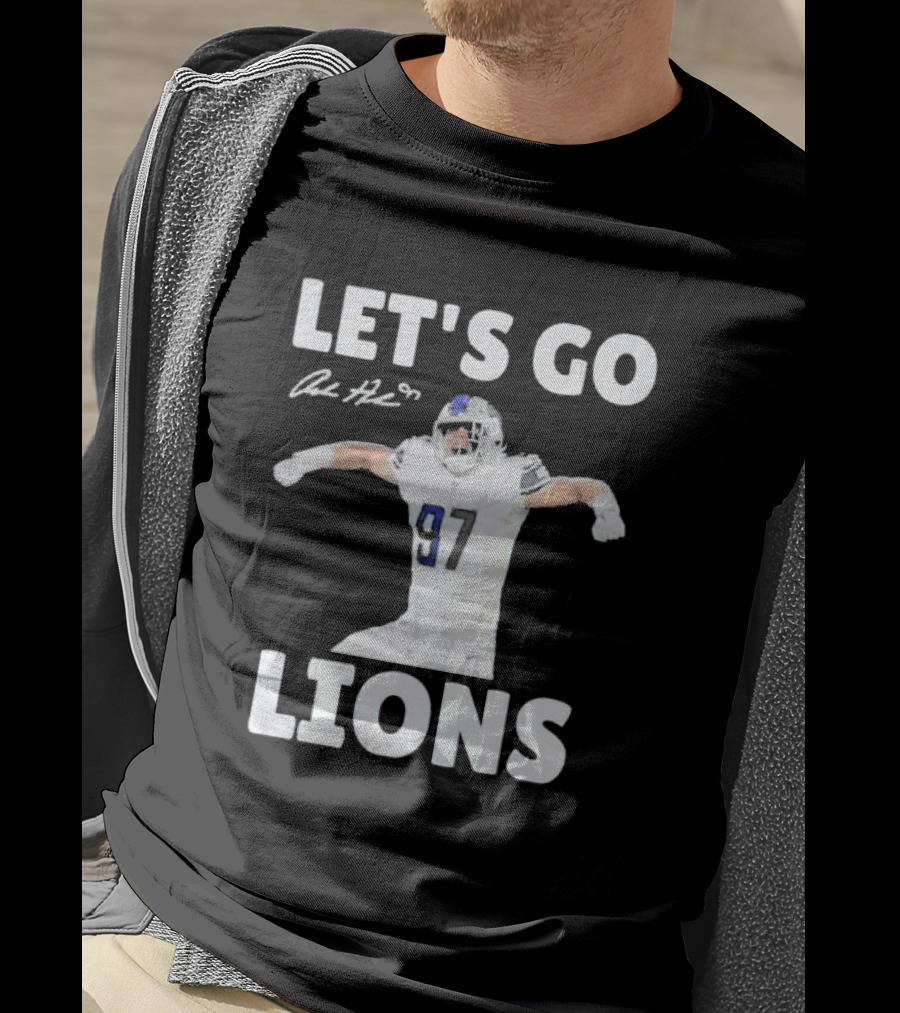 Let's Go Lions Aidan Hutchinson Detroit Lions Signature T-Shirt
