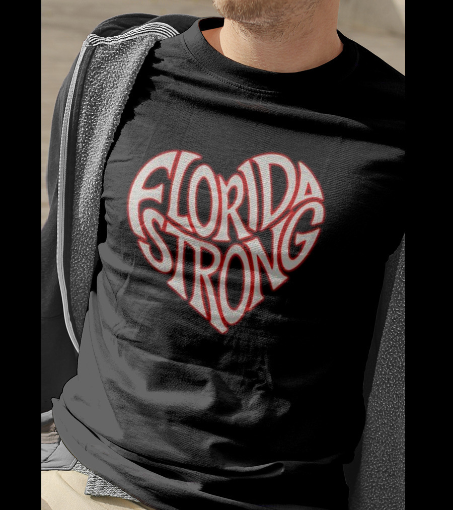 Florida Strong Heart Typography State Pride T-Shirt