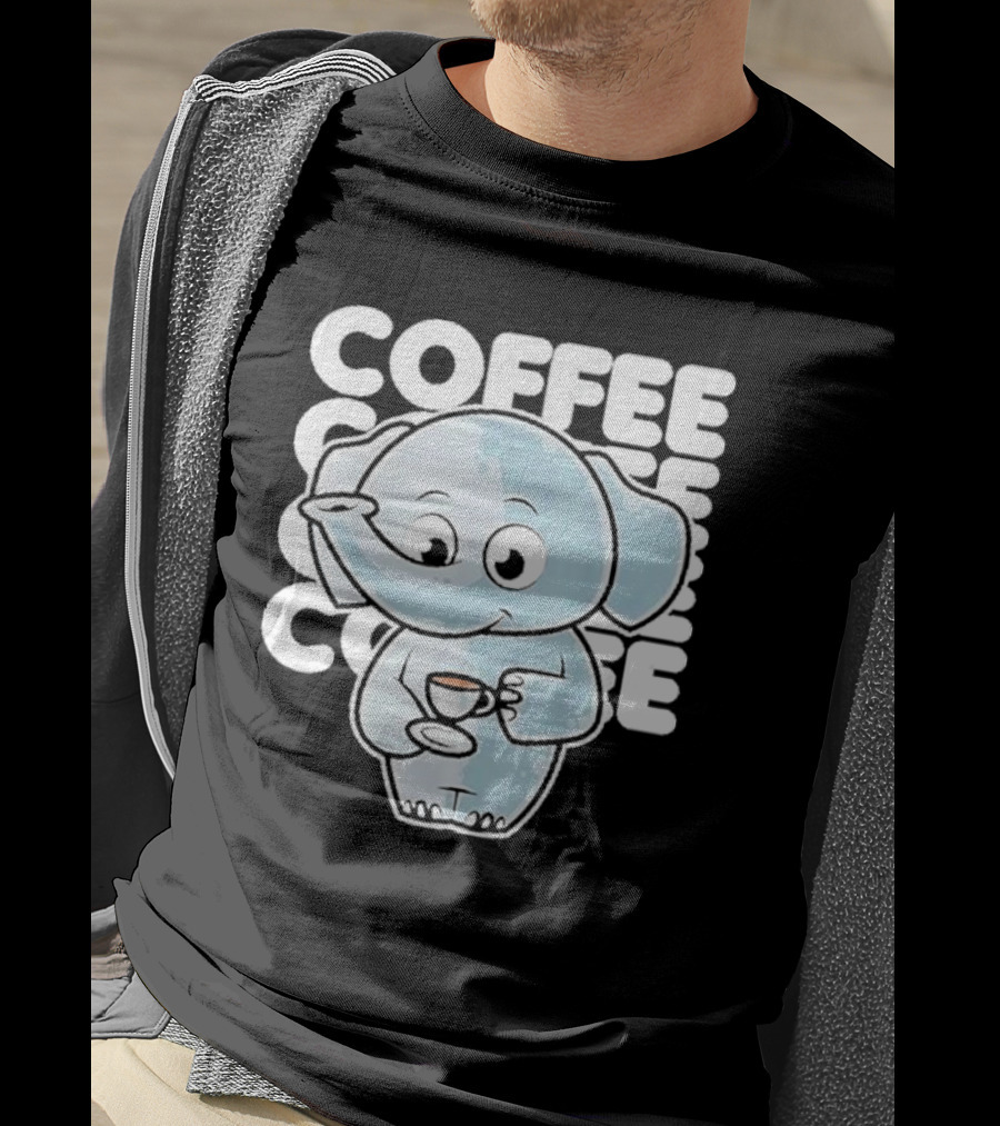 Cute Elephant Coffee Kawaii Neko Anime T-Shirt