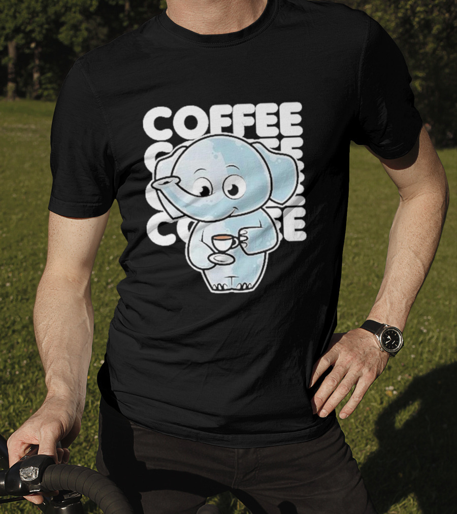 Cute Elephant Coffee Kawaii Neko Anime T-Shirt
