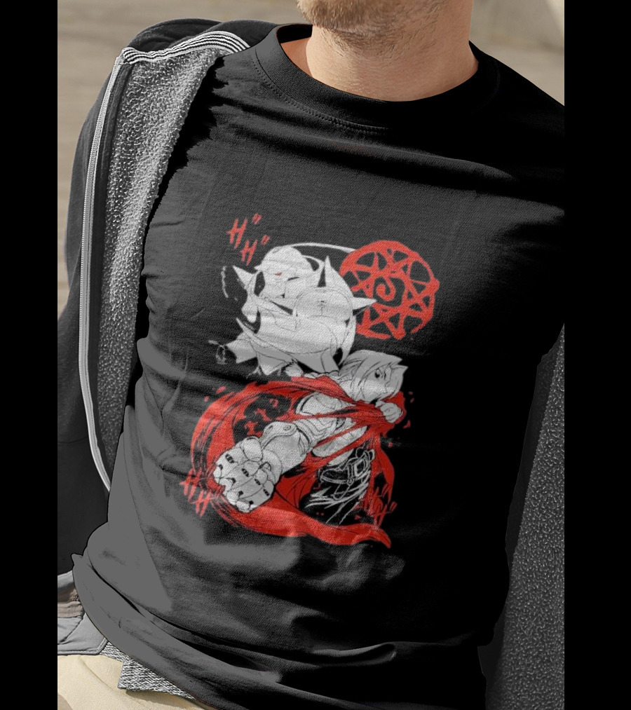 Fullmetal Alchemist Brotherhood Alphonse Elric Red Alchemy Circle Edward Elric T-Shirt