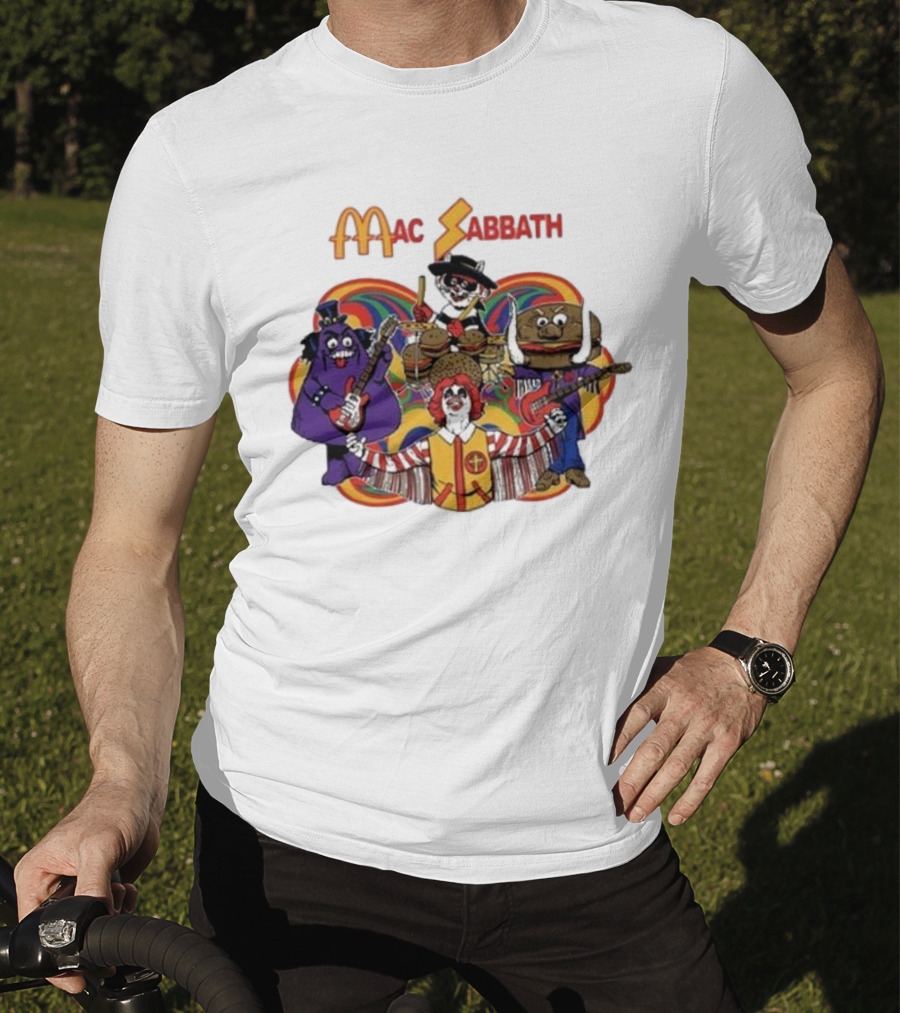 Mac Sabbath Cartoon Band Characters Playing Instruments T-Shirt