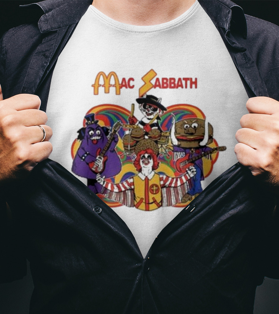 Mac Sabbath Cartoon Band Characters Playing Instruments T-Shirt
