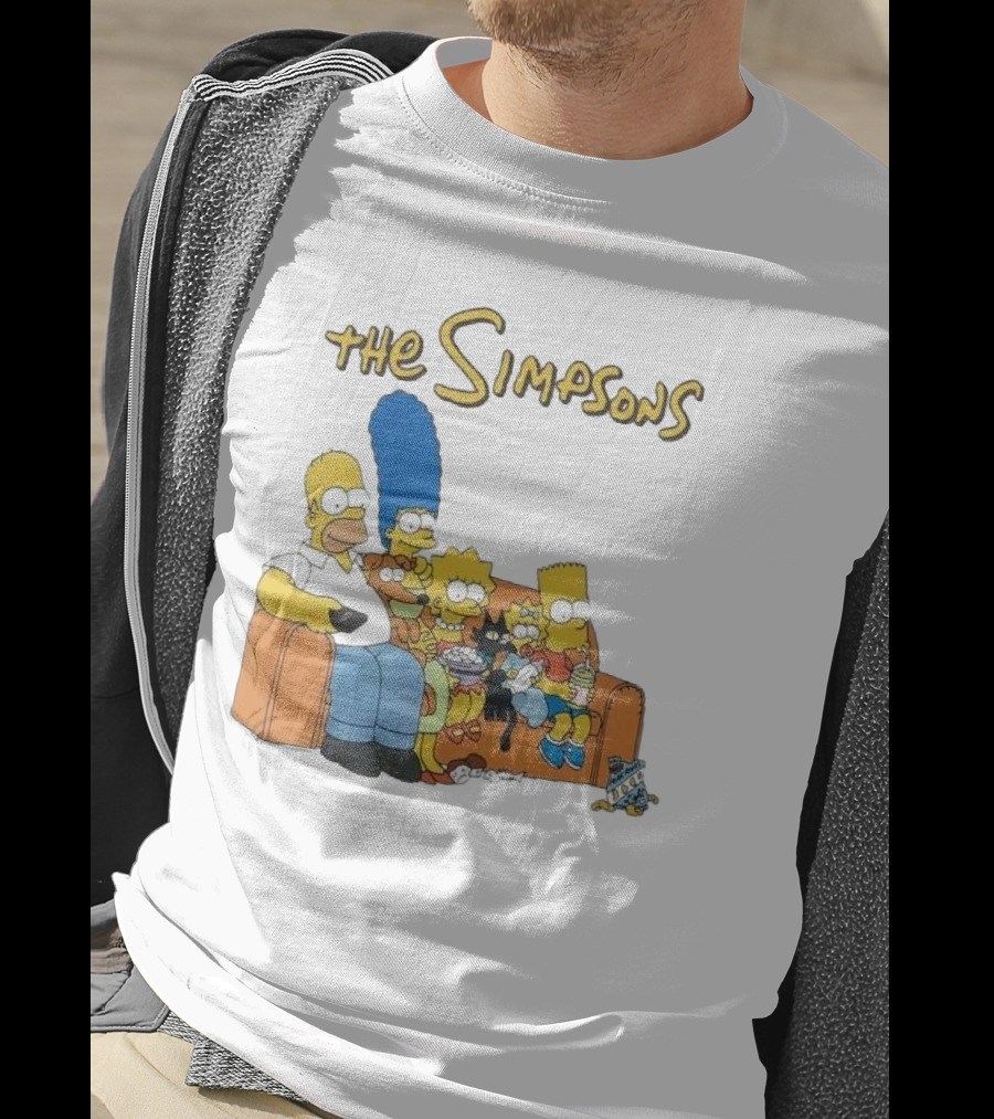 The Simpsons Couch Family Scene With Homer Marge Bart Lisa Maggie And Pets T-Shirt
