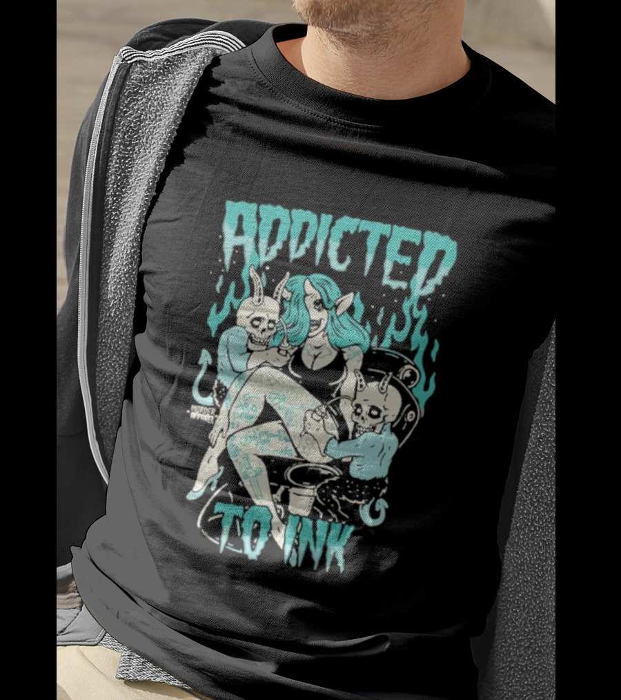 Addicted To Ink Murder Apparel Demon Tattoo Fantasy T-Shirt