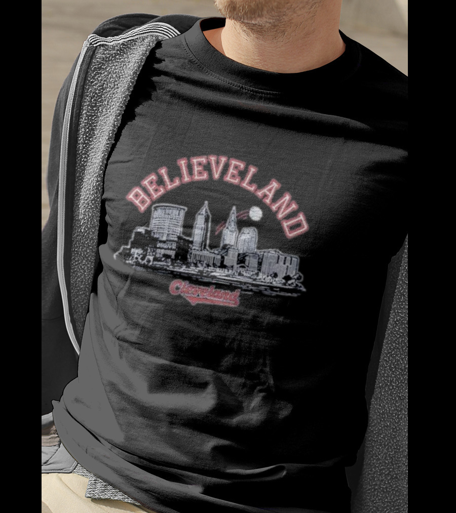 Believeland Cleveland Skyline Baseball Cityscape T-Shirt