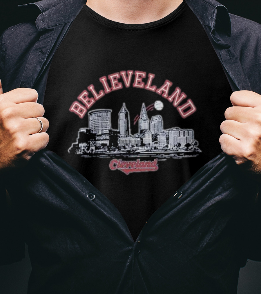 Believeland Cleveland Skyline Baseball Cityscape T-Shirt