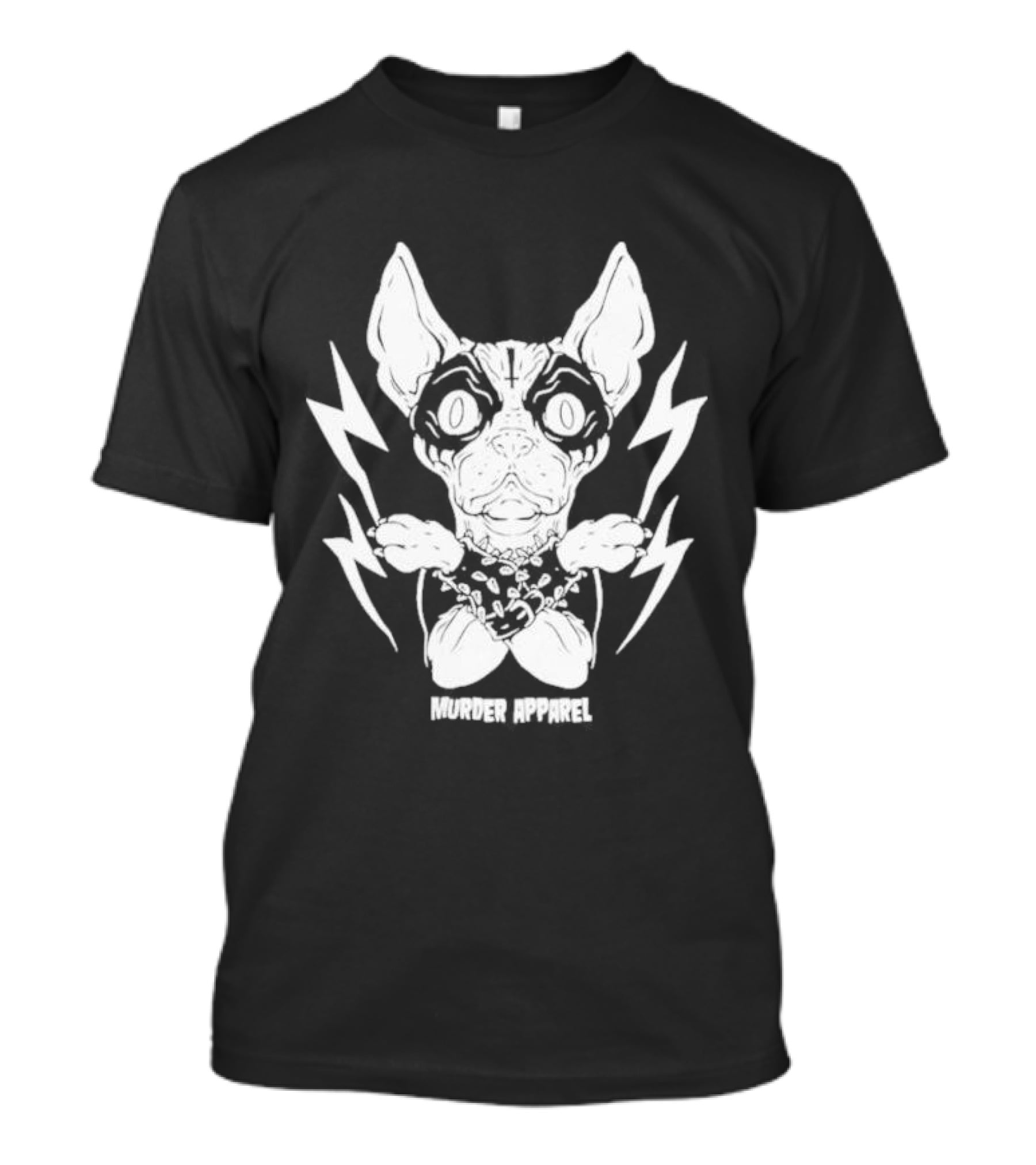 Metal Sphynx Dog Murder Apparel With Lightning Bolts T-Shirt