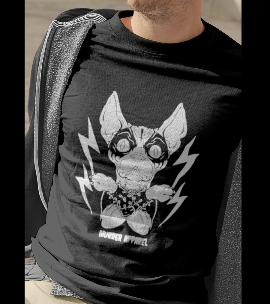 Metal Sphynx Dog Murder Apparel With Lightning Bolts T-Shirt