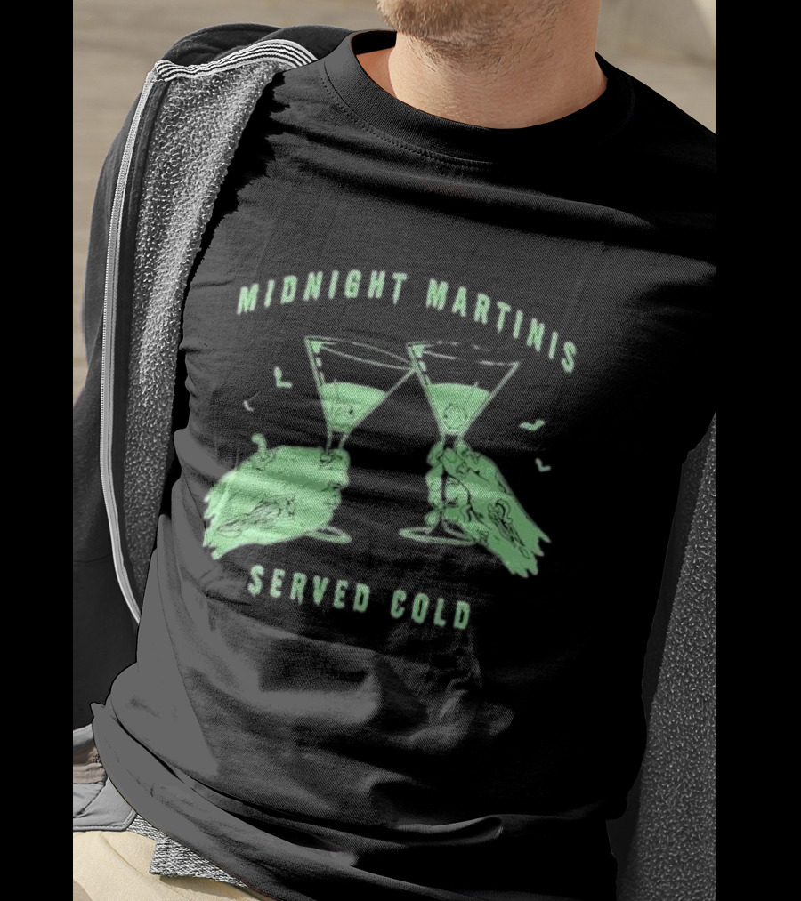 Midnight Martinis Served Cold Zombie Hands Cheers T-Shirt