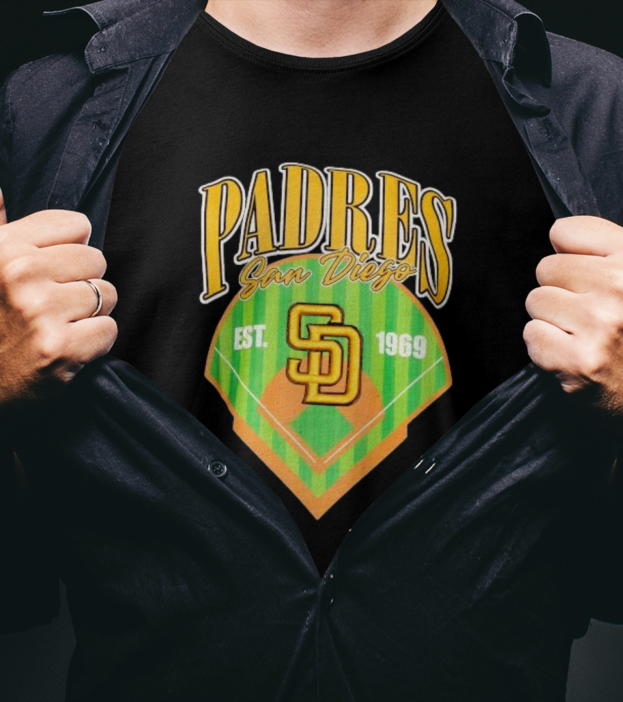 Padres San Diego Est 1969 Home Plate SD T-Shirt