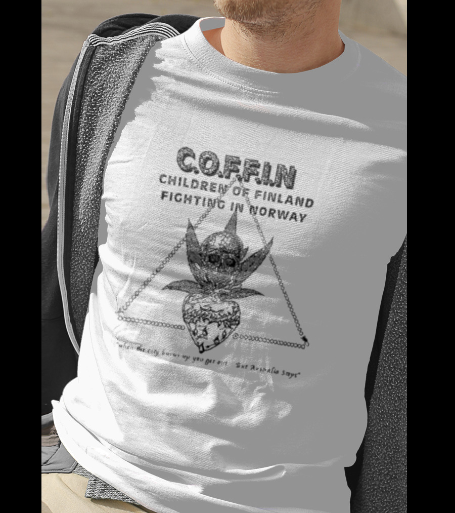 C.O.F.F.I.N. Children Of Finland Fighting In Norway Skull Heart Triangle T-Shirt
