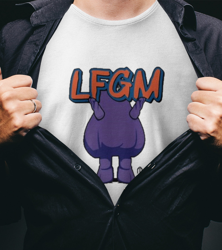 LFGM Monster Grimace New York Mets Sign T-Shirt
