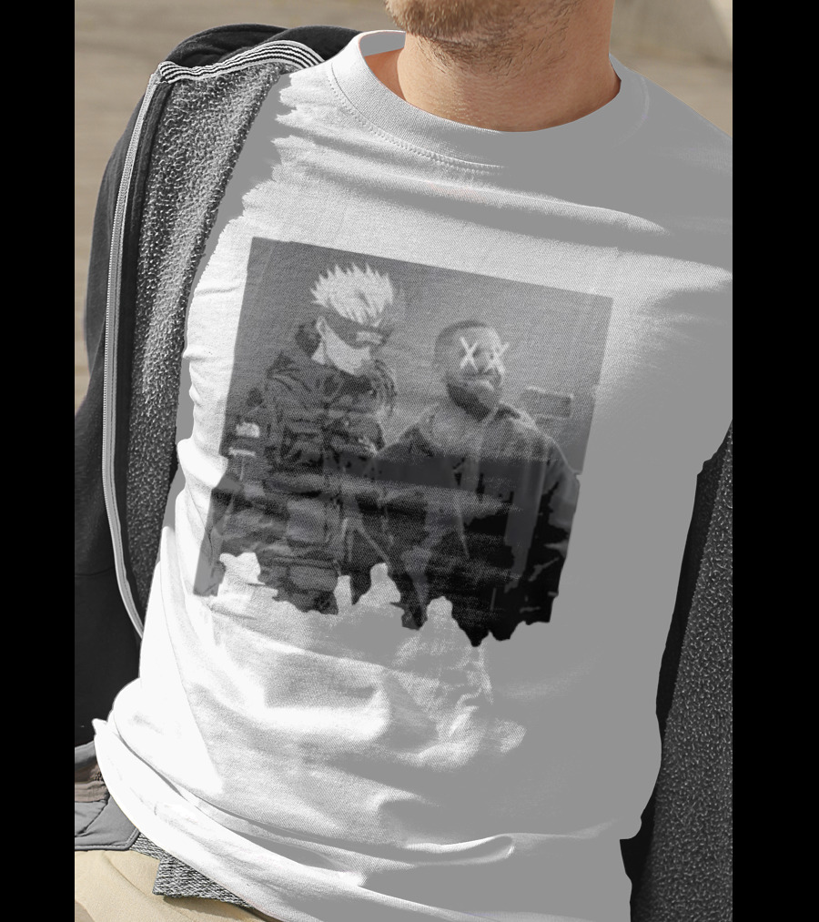 Drake X Gojo Satoru Crossover Black And White Manga Aesthetic T-Shirt