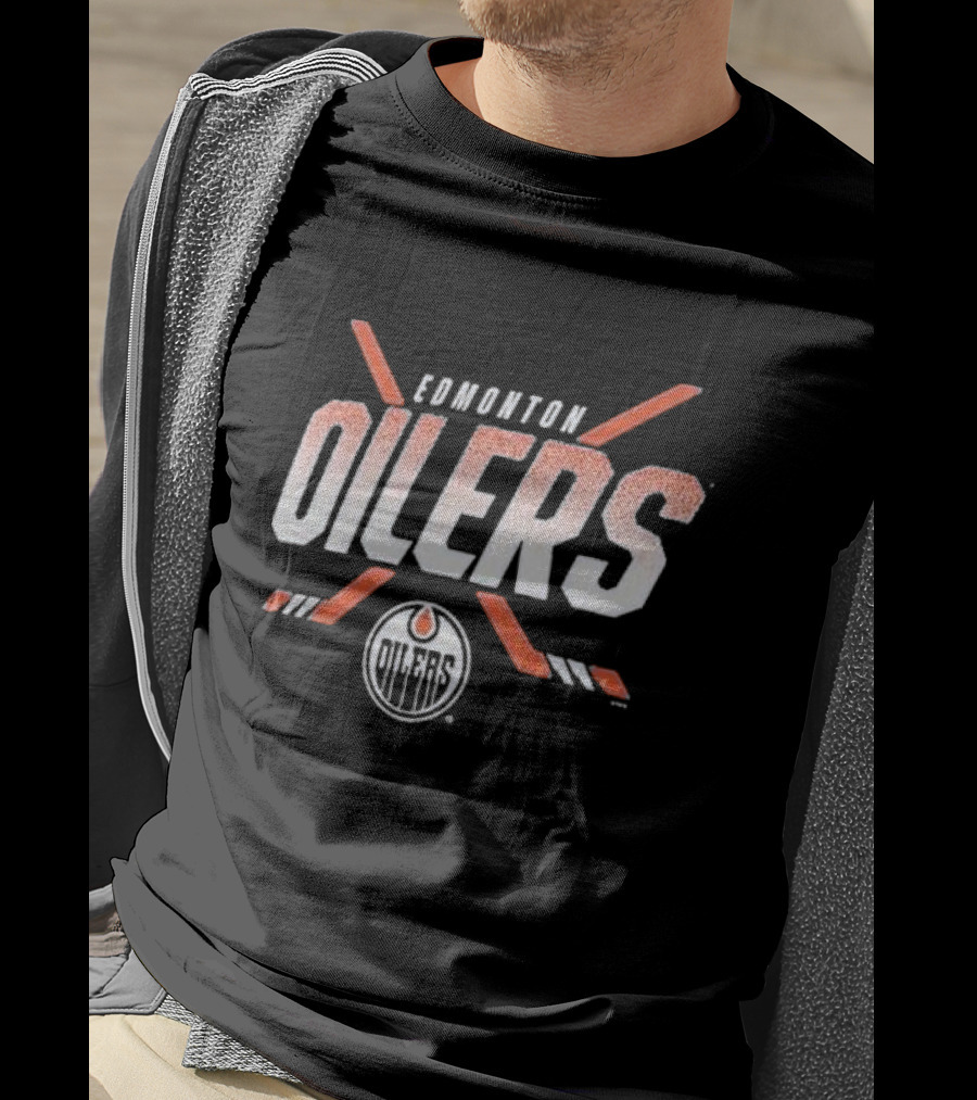 Edmonton Oilers Covert Logo Hockey Sticks NHL Team T-Shirt