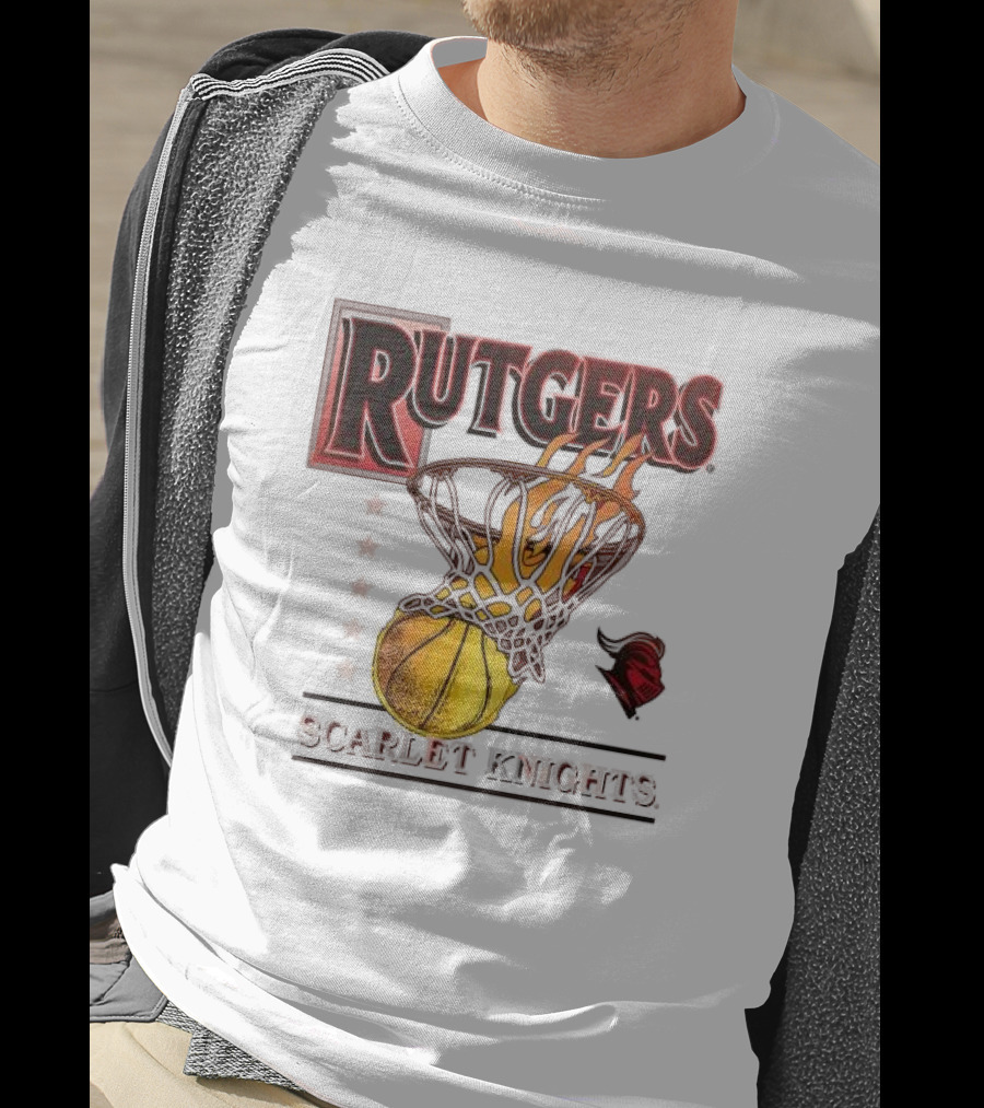Rutgers Scarlet Knights Basketball Flaming Hoop T-Shirt