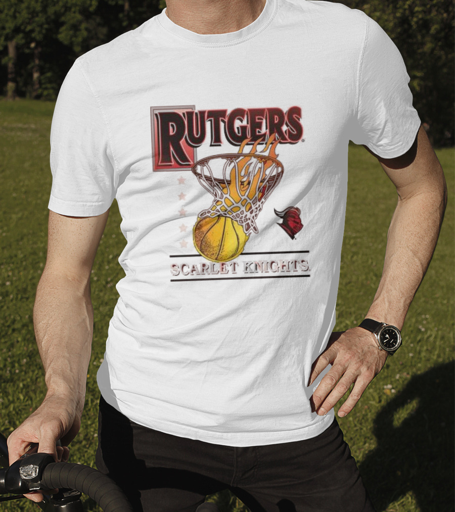 Rutgers Scarlet Knights Basketball Flaming Hoop T-Shirt