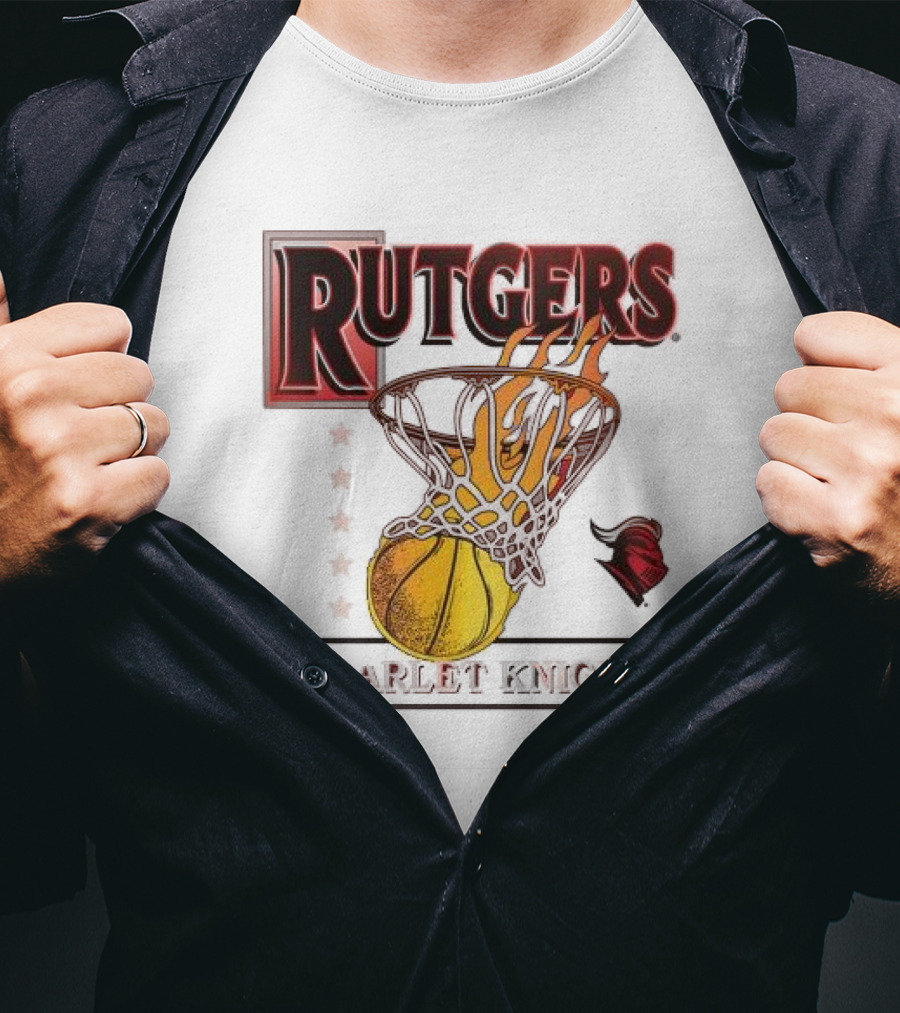 Rutgers Scarlet Knights Basketball Flaming Hoop T-Shirt