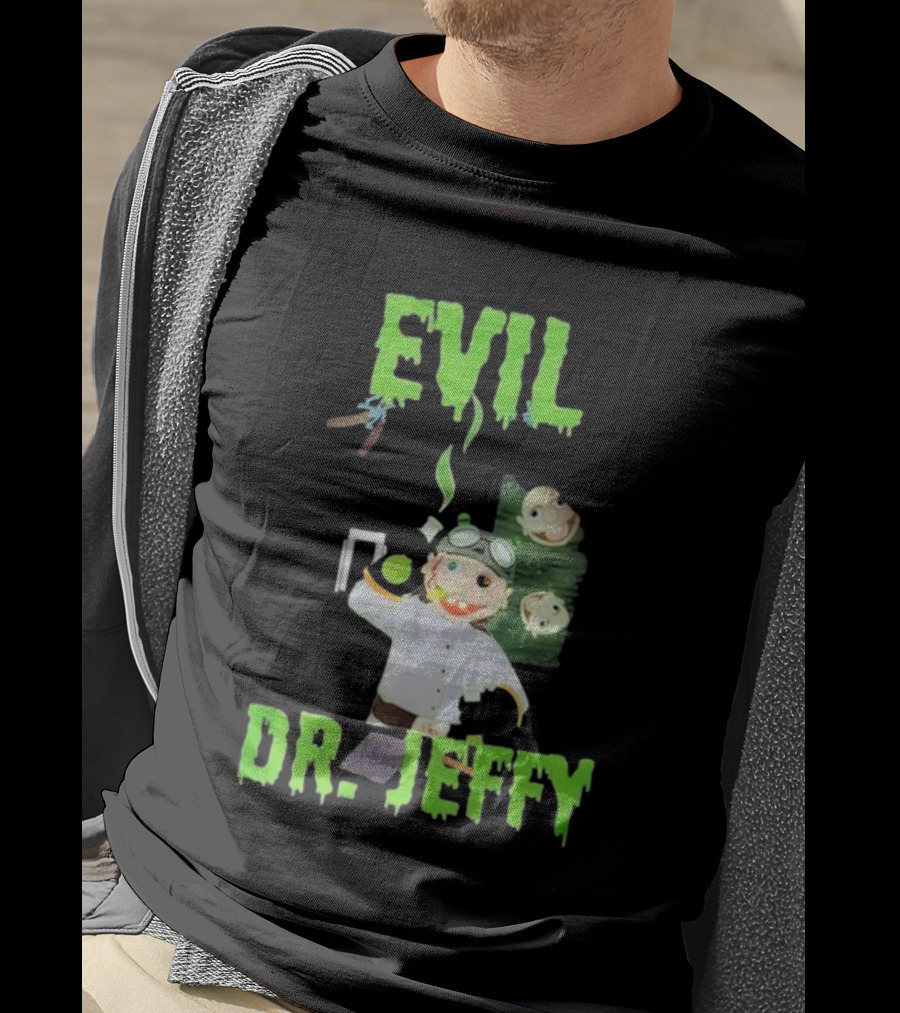 Evil Dr. Jeffy SML Mad Scientist Character With Green Smoke And Zombie Heads T-Shirt