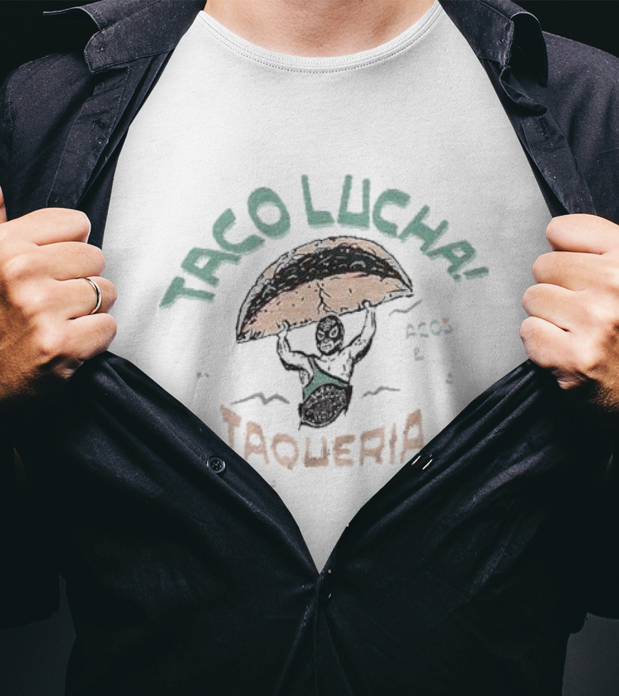 Taco Lucha Taqueria Manhattan Kansas Luchador Carrying Taco T-Shirt