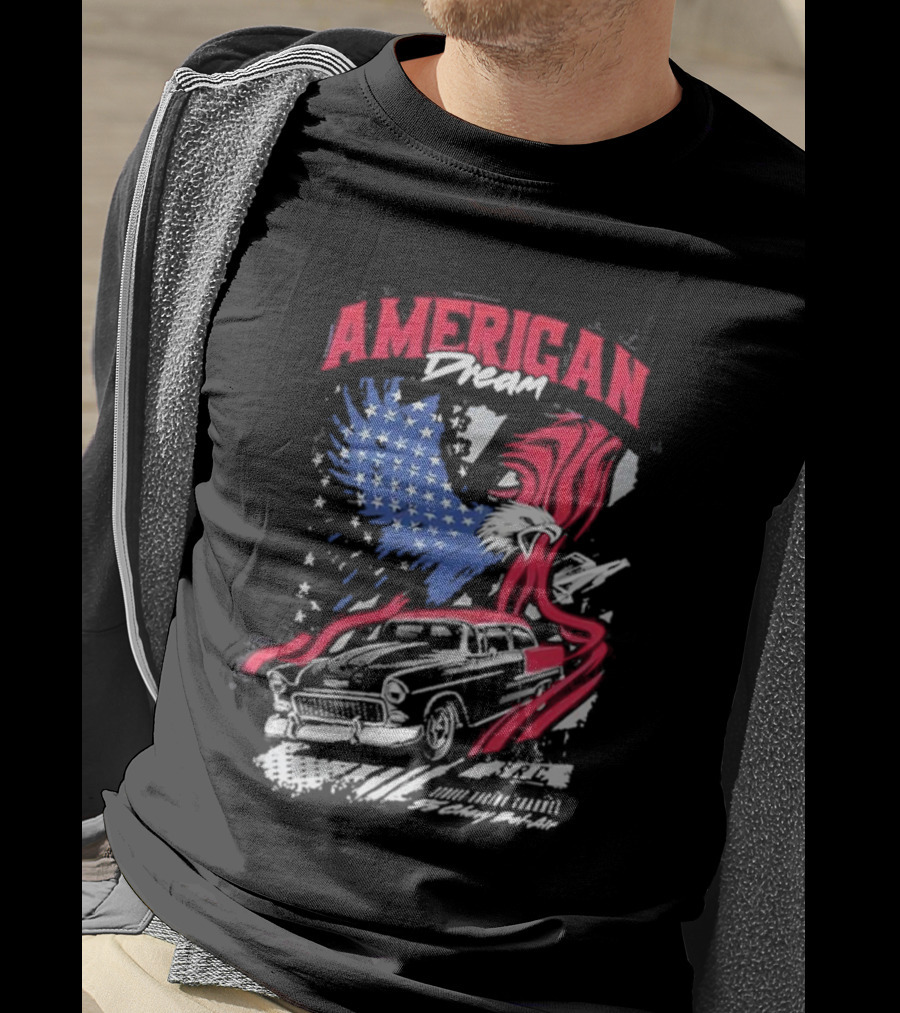 American Dream Eagle With Classic Chevy And Stars T-Shirt