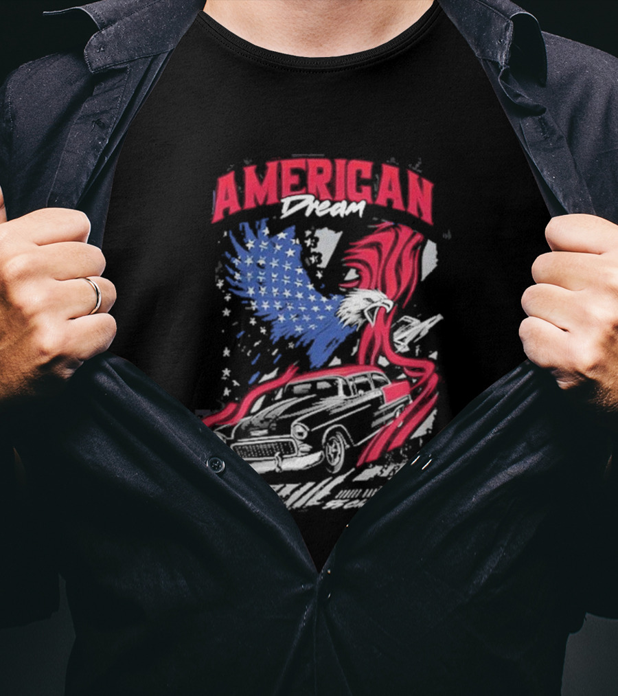 American Dream Eagle With Classic Chevy And Stars T-Shirt