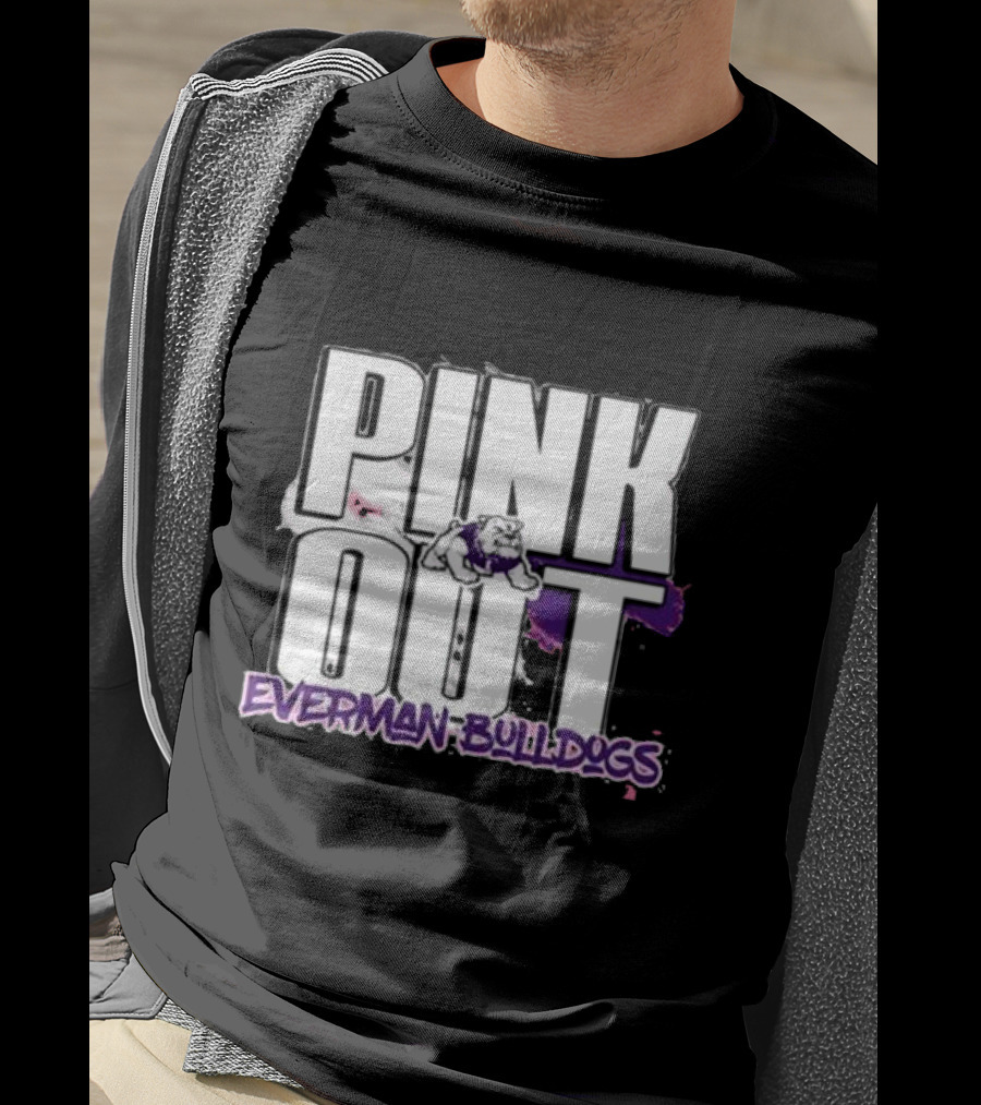 Everman Bulldogs Pink Out Event Featuring Bulldog Mascot T-Shirt