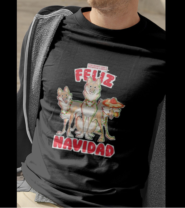 Feliz Navidad Wolves Cincinnati Zoo Botanical Garden T-Shirt