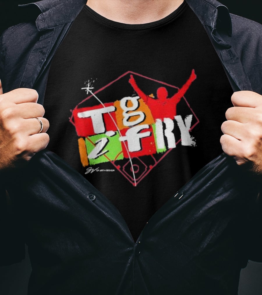 T.g.i.fry 2 Player Celebration Baseball Field T-Shirt
