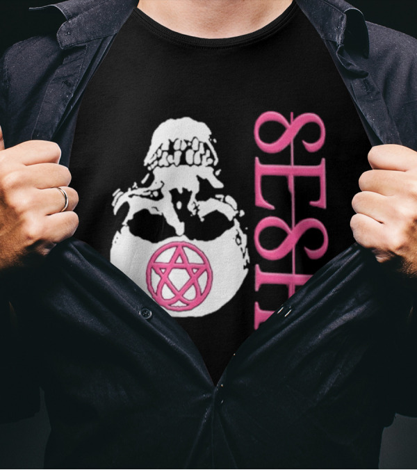 Team SESH Seshagram Skull With Pentagram T-Shirt