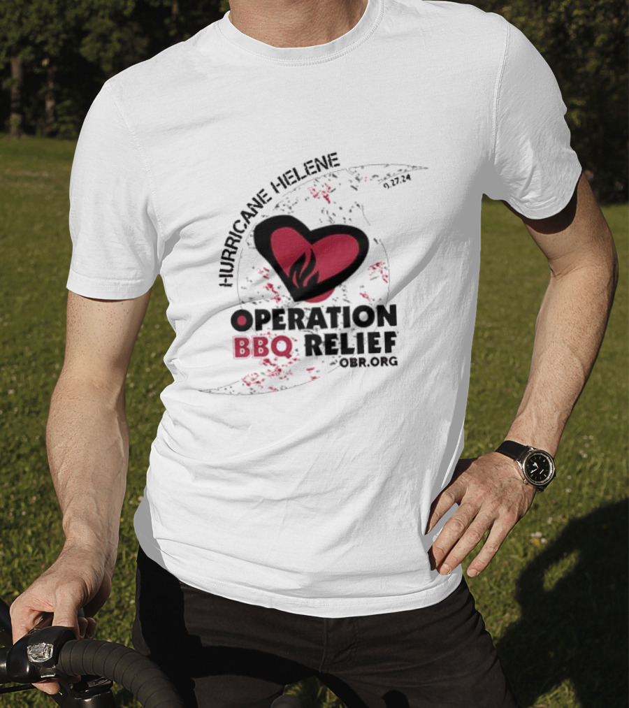 Hurricane Helene Operation BBQ Relief OBR.org Heart Flame 9.27.24 T-Shirt