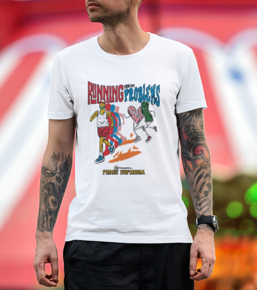Running from My Problems Cartoon Characters Planet Euphoria T-Shirt