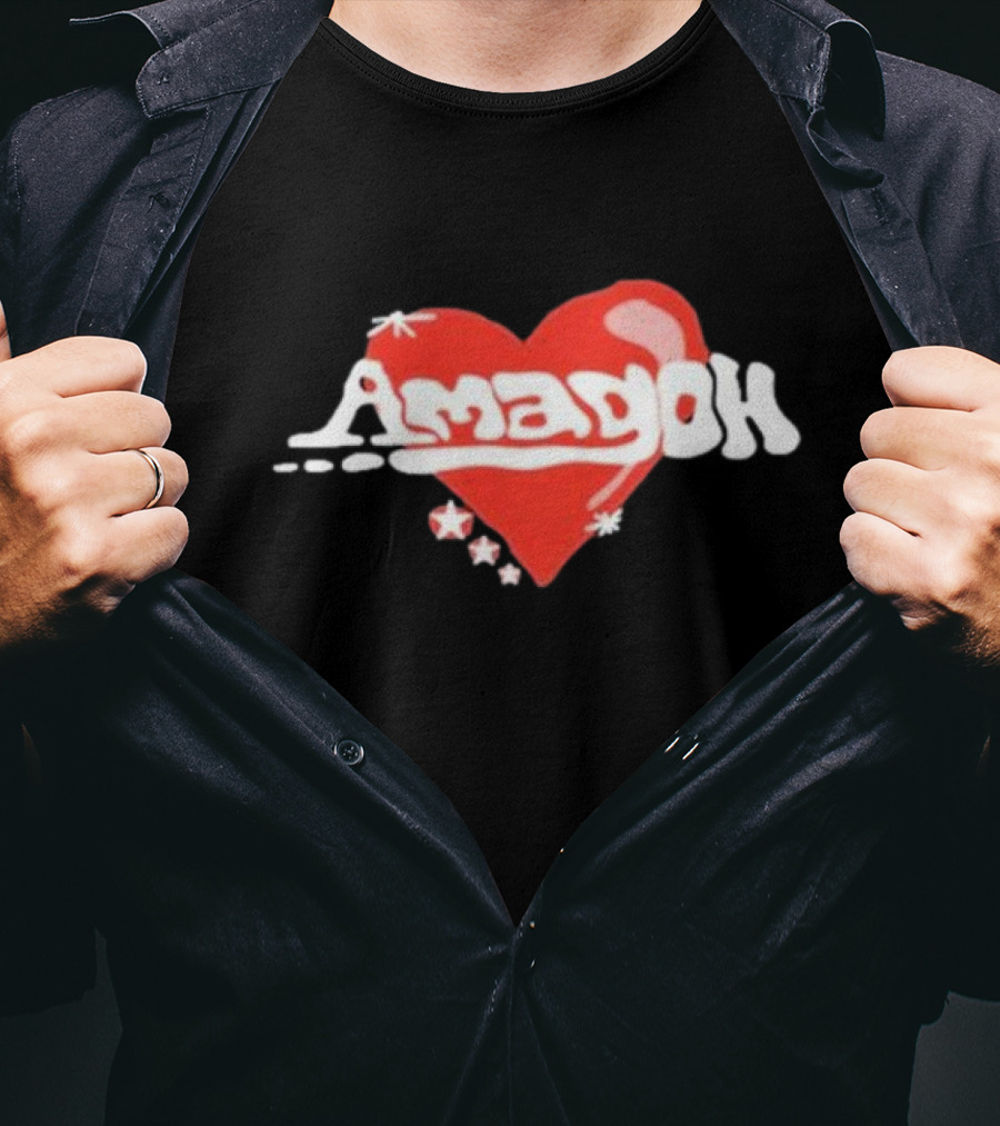 Kofi Stone Amagoh Red Heart Design With Stars T-Shirt