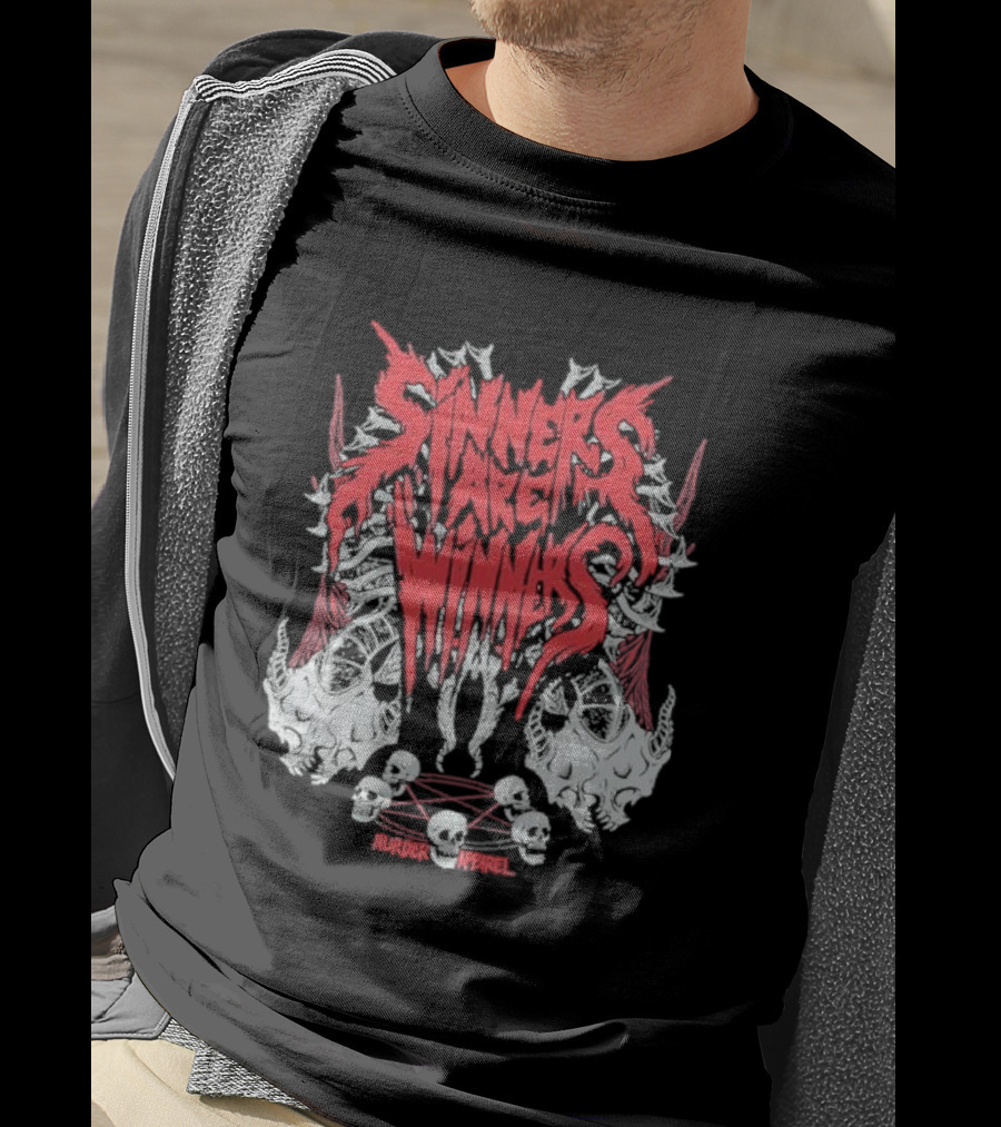 Sinners Are Winners Skull Spines Murder T-Shirt