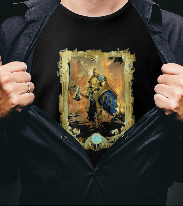 Stormcast Eternals Liberator With Hammer And Broken Shield In Ornate Frame T-Shirt