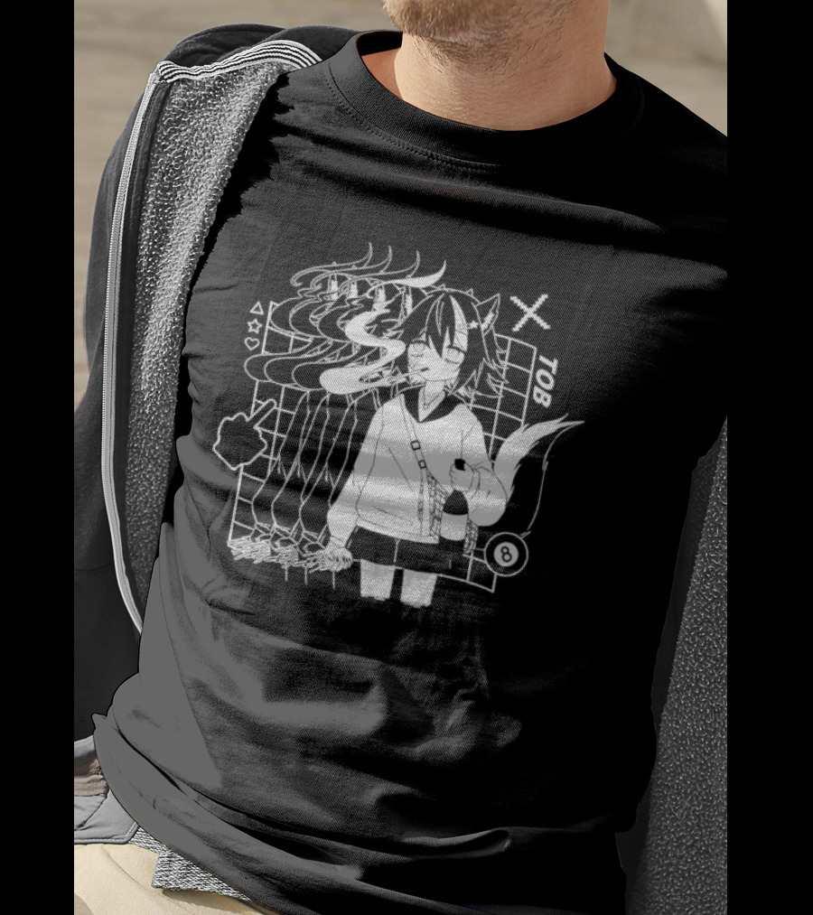 Tob Skunk Character With Smoke And Wine Bottle Vtuber T-Shirt